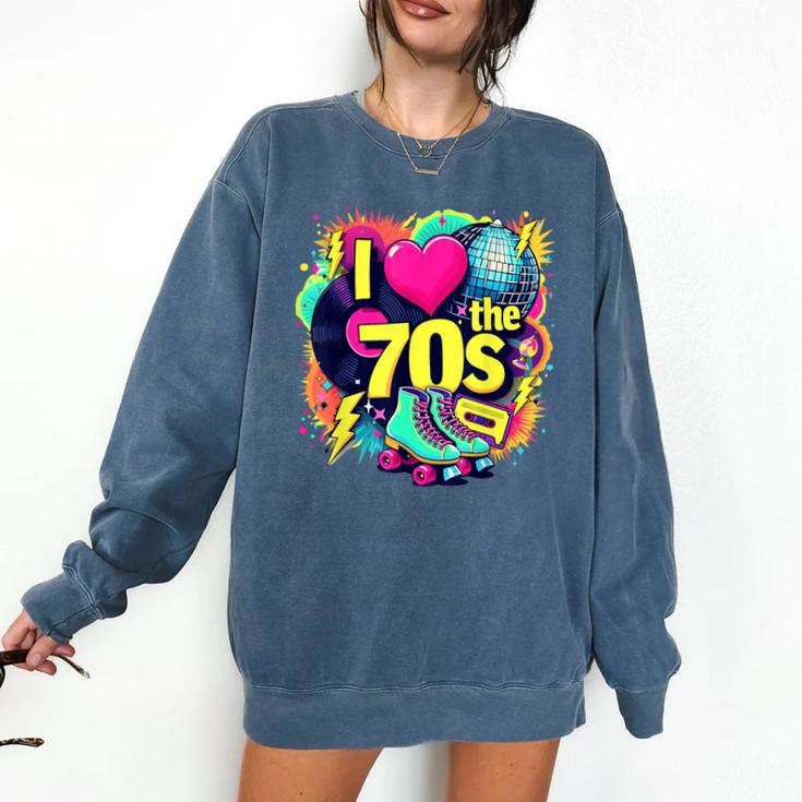 I Love The 70s Retro Cassette Roller Vinyl Nostalgia Vibes Comfort Colors Sweatshirt