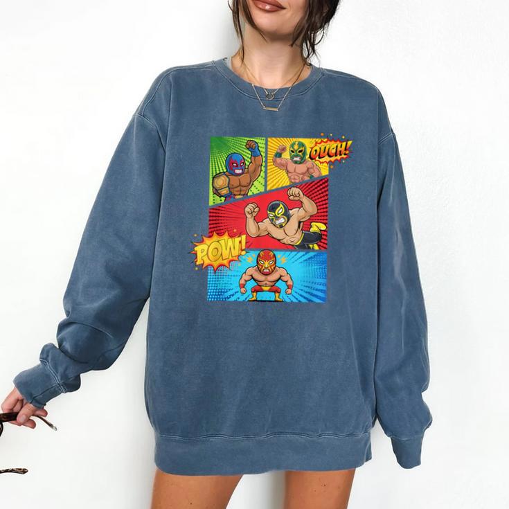 Lucha Libre Comic Book Mexican Wrestling Cartoon Wrestler Comfort Colors Sweatshirt