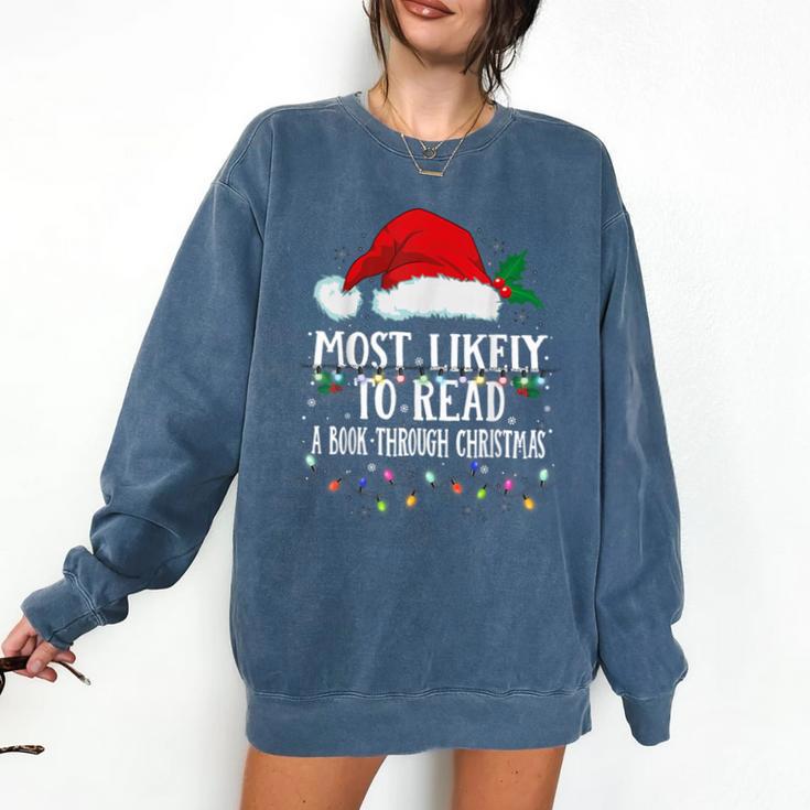 Matching Christmas PJS Most Likely To Read A Book Comfort Colors Sweatshirt