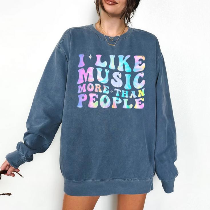 I Like Music More Than People Introvert Musician Retro Comfort Colors Sweatshirt