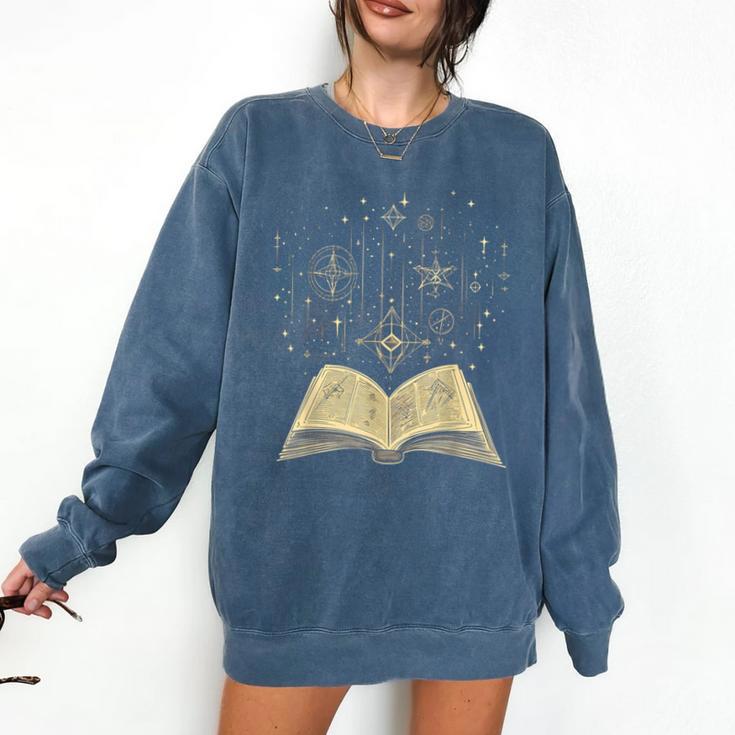 Mystic Astral Lunar Celestial Witch Spell Book Comfort Colors Sweatshirt