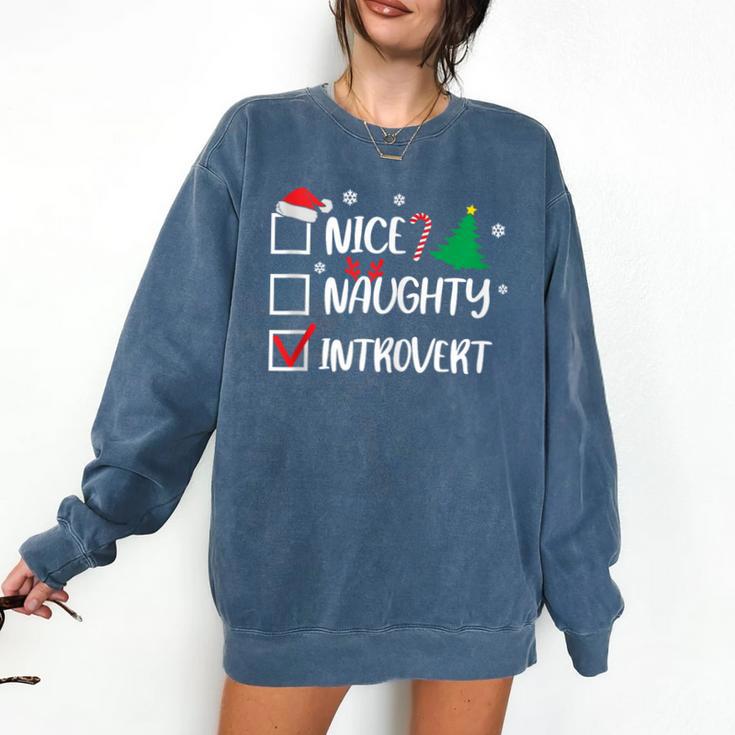Nice Naughty Introvert Christmas List Santa Comfort Colors Sweatshirt