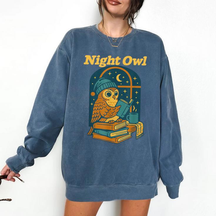 Night Owl Cozy Reading Tea Coffee Lover Bookworm Cute Comfort Colors Sweatshirt