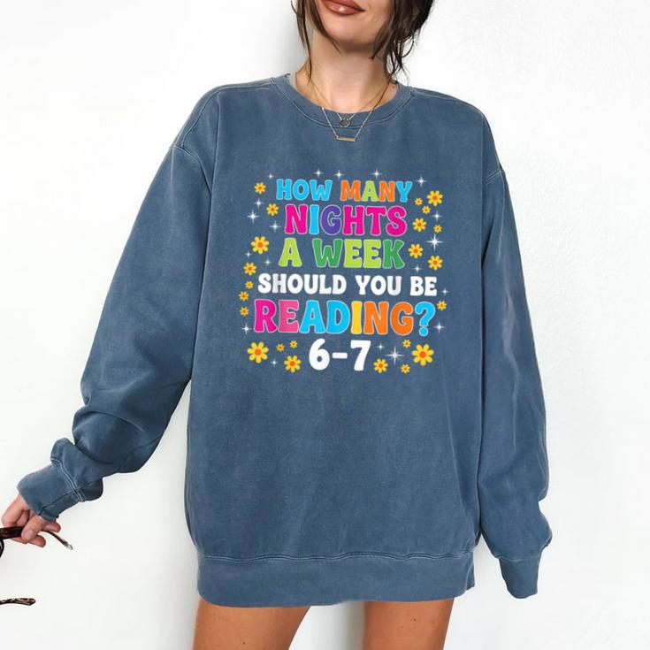 How Many Nights A Week Should You Be Reading 6-7 Book Lovers Comfort Colors Sweatshirt