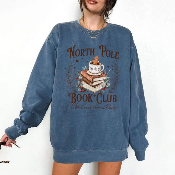 North Pole Book Club Hot Cocoa Served Daily Librarian Xmas Comfort Colors Sweatshirt