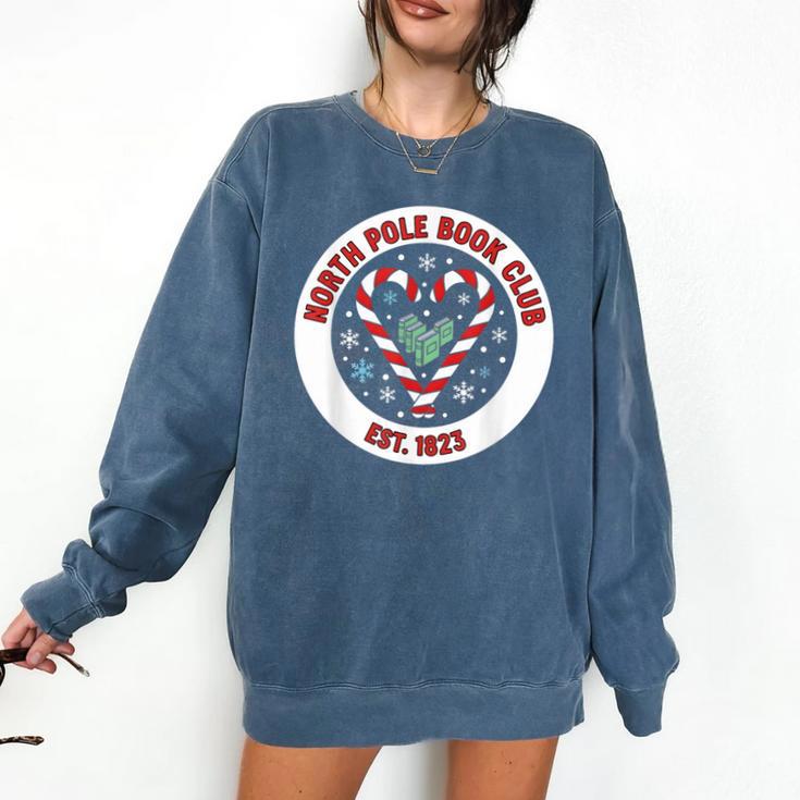 North Pole Book Club Shirt Candy Cane Christmas Comfort Colors Sweatshirt