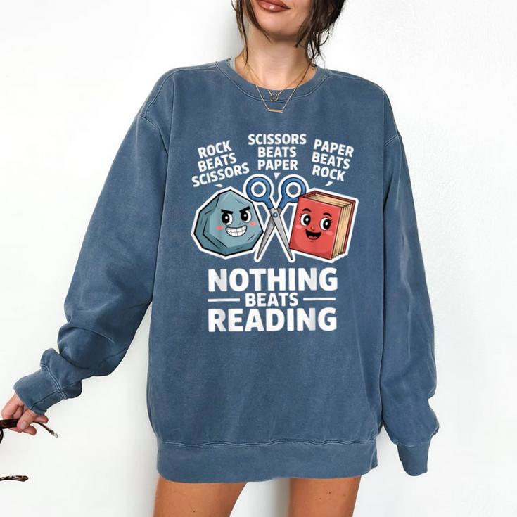 Nothing Beats Reading Rock Paper Scissors Book Lover Comfort Colors Sweatshirt