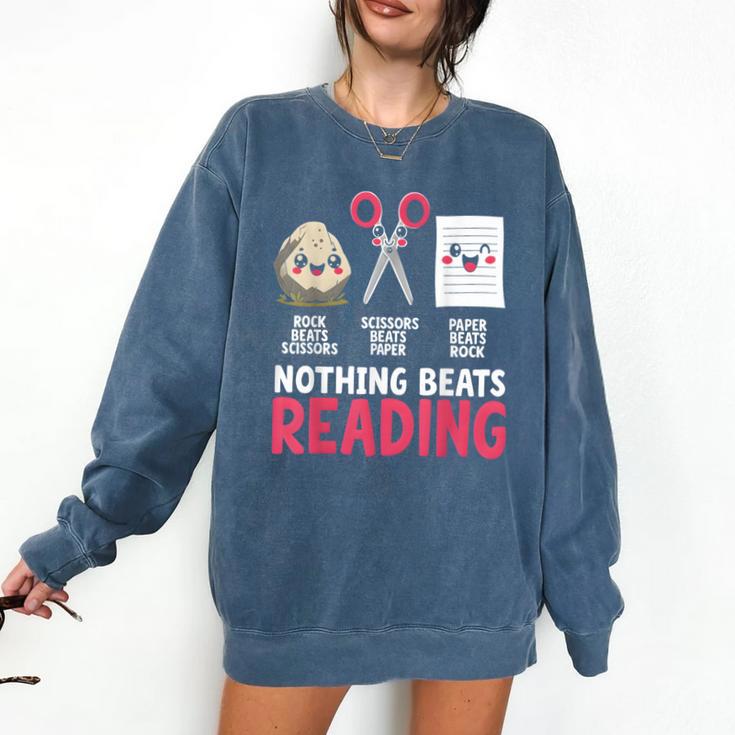 Nothing Beats Reading Rock Paper Scissors Book Lover Library Comfort Colors Sweatshirt