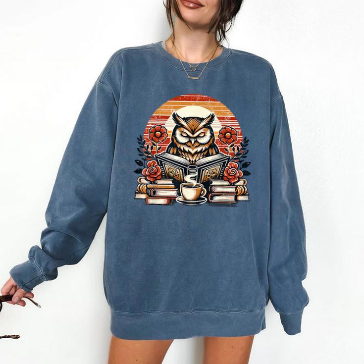 Owl Reading Books Book Library Bookworm Comfort Colors Sweatshirt