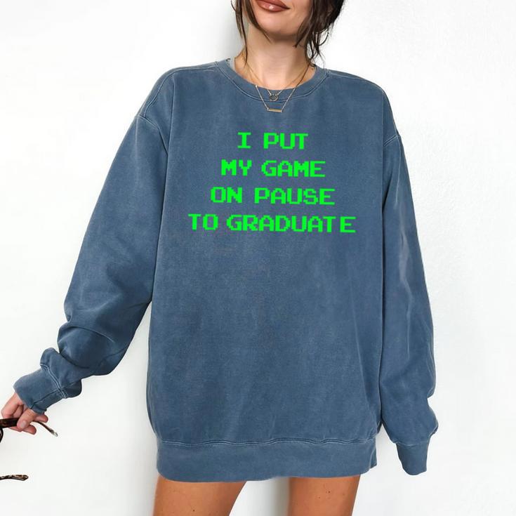 I Paused My Game To Graduate School Graduation Gamer Comfort Colors Sweatshirt