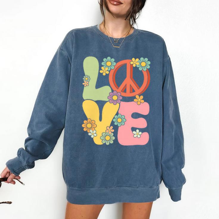 Peace Sign Love Groovy Vibes Costume Nostalgia 1980s Fashion Comfort Colors Sweatshirt
