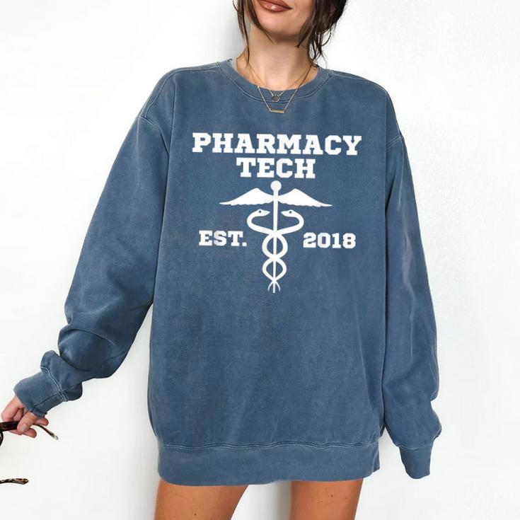 Pharmacy Tech Graduation T Shirt Student Est 2018 Comfort Colors Sweatshirt