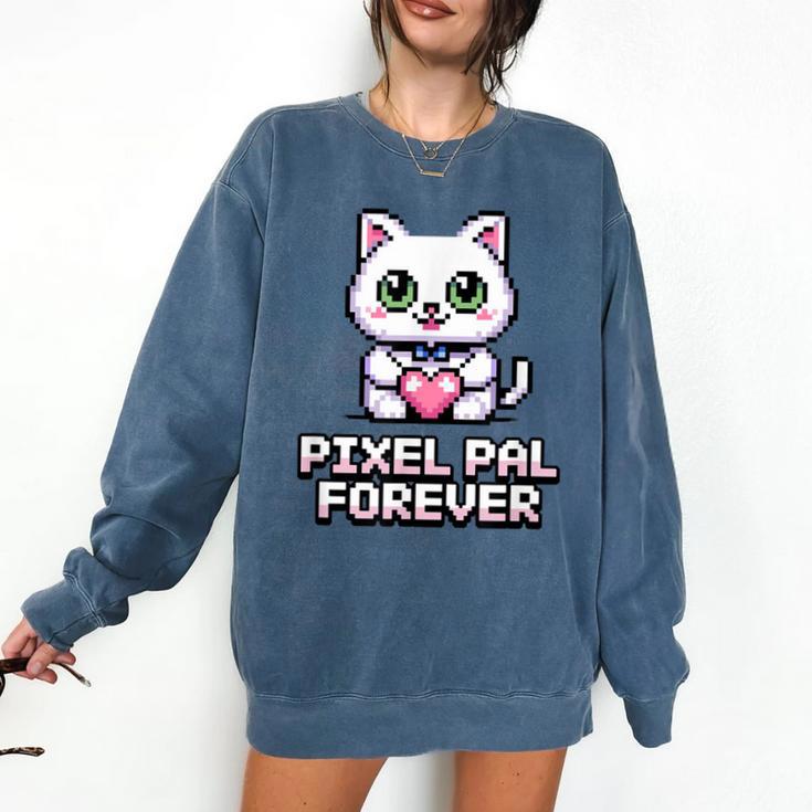 Pixel Art Pet Cat Y2K Retro Vintage Digital Nostalgia Tech Comfort Colors Sweatshirt