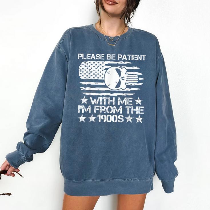 Please Be Patient With Me I'm From The 1900s USA Flag Skull Comfort Colors Sweatshirt