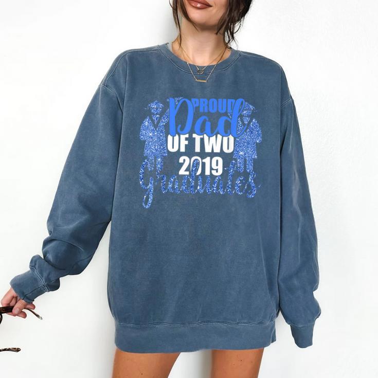 Proud Dad Of Two 2019 Graduates Twin Papa Graduation Comfort Colors Sweatshirt