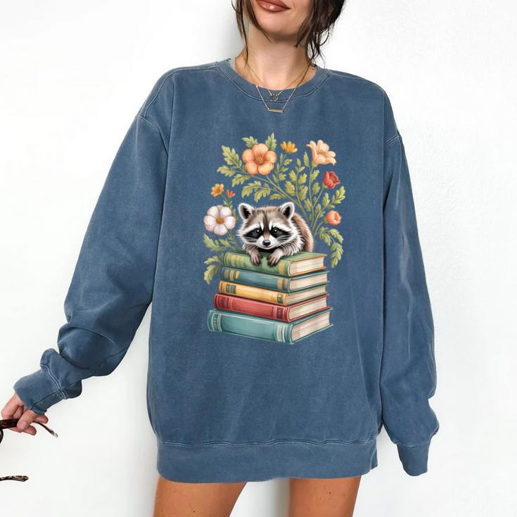 Raccoon Books Reading Flowers Comfort Colors Sweatshirt