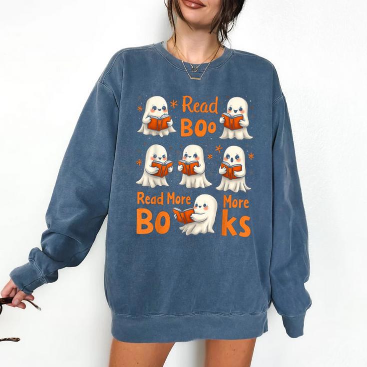 Read Boo KS Read More Bo KS Cute Ghost Reading Book Comfort Colors Sweatshirt