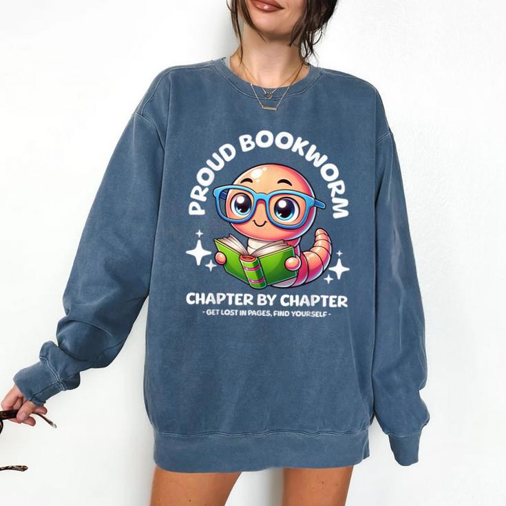 Reading Book Lovers Glasses Cartoon Worm Books Cute Bookworm Comfort Colors Sweatshirt