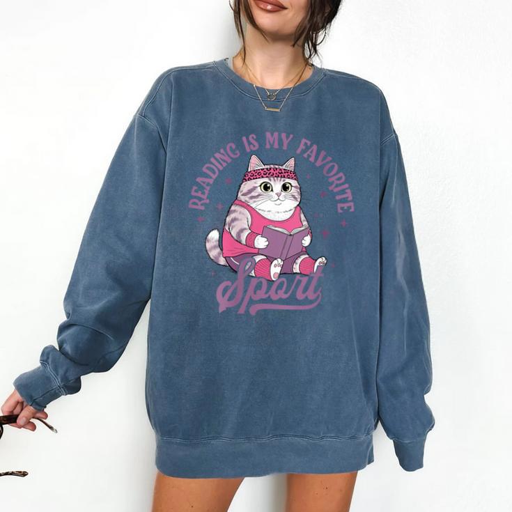 Reading Is My Favorite Sport Bookworm Cat Lover Book-Club Comfort Colors Sweatshirt