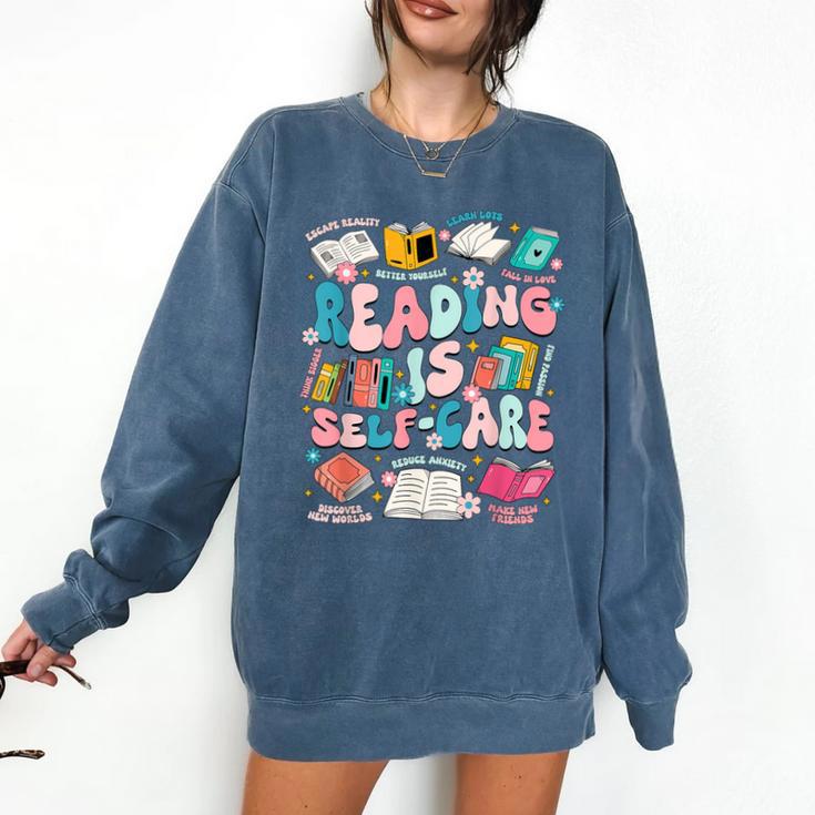 Reading Is Self-Care Book Lover Teacher Student Men Women Comfort Colors Sweatshirt