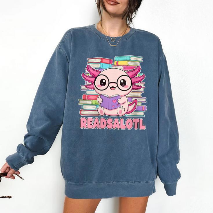 Readsalotl Axolotl Reading Book Bookworm Comfort Colors Sweatshirt