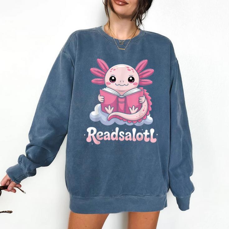 Readsalotl Axolotl Reading Cute Book Lover Bookworm Comfort Colors Sweatshirt