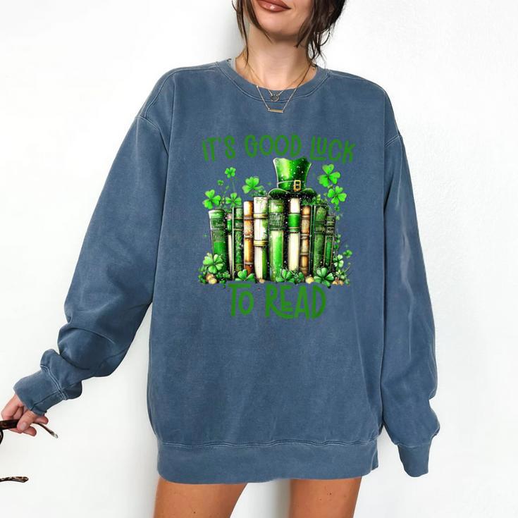 Retro Book Lucky Reading Teacher St Patrick's Day -Adults Small Cotton Blend Polyester Blend Short Sleeve Comfort Colors Sweatshirt