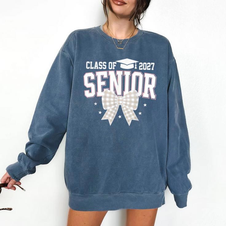 Retro Senior 2027 Girl Coquette Bow Class Of 2027 Graduation Comfort Colors Sweatshirt