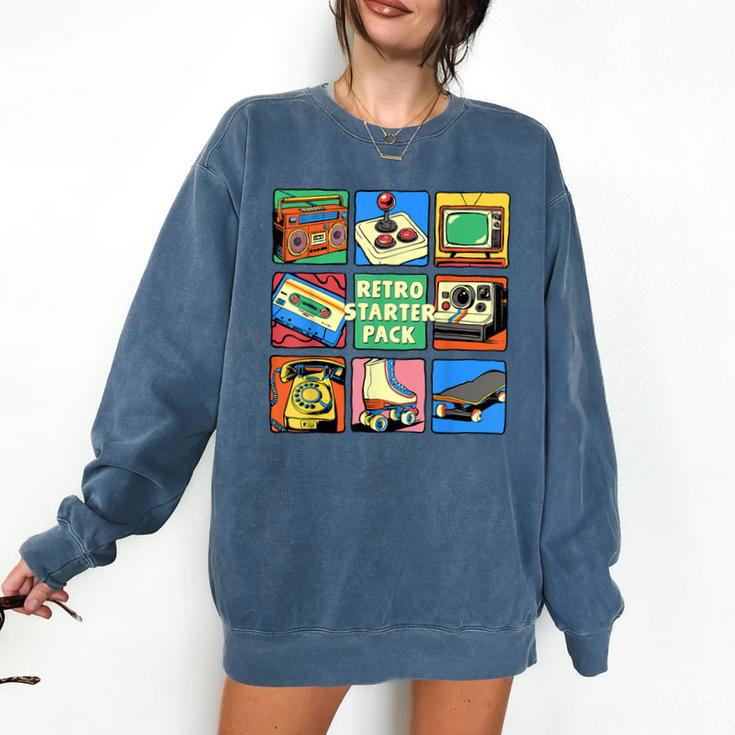 Retro Starter Pack 80s 90s Vintage Nostalgia Cassette Tape Comfort Colors Sweatshirt