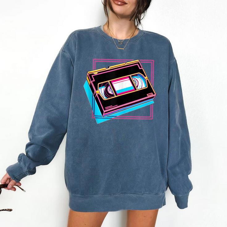 Retro VHS Vaporwave Video Cassette Nostalgia Geek Chic Comfort Colors Sweatshirt