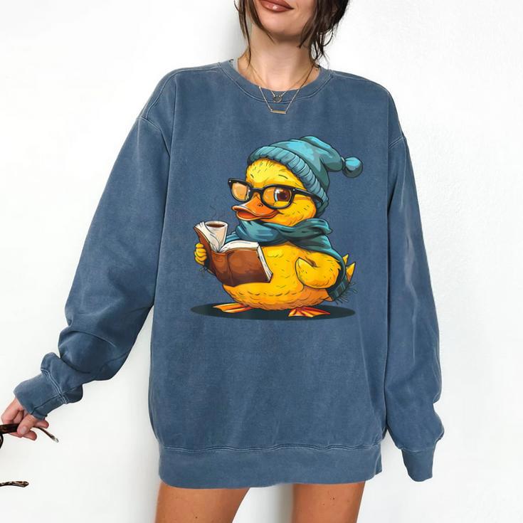 Rubber Duck Reading Book Rubber Duckie Reader Coffee Lover Comfort Colors Sweatshirt