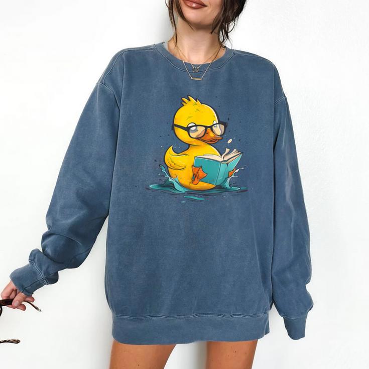 Rubber Duck Reading Book Reader Books Rubber Duckie Comfort Colors Sweatshirt