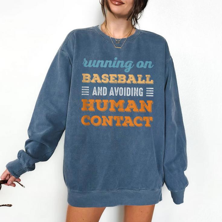 Running On Baseball Social Introvert Humor Vintage Comfort Colors Sweatshirt