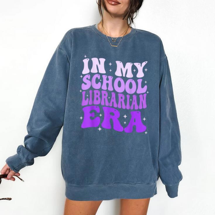 In My School Librarian Era Groovy Back To School Book Lover Comfort Colors Sweatshirt