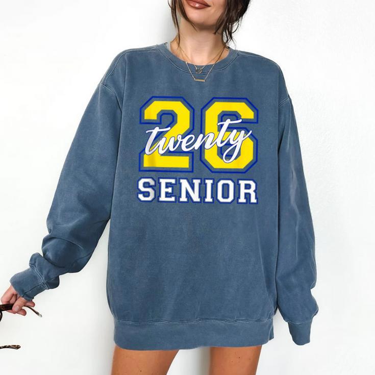 Senior Class 2026 Graduation Yellow Blue Letters Comfort Colors Sweatshirt
