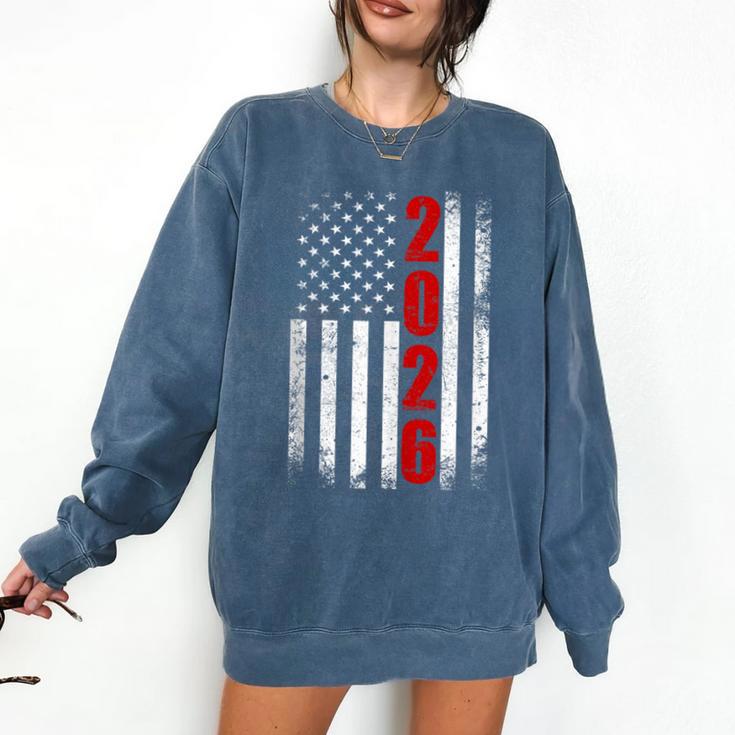Senior Class Of 2026 Patriotic American USA Flag Graduation Comfort Colors Sweatshirt
