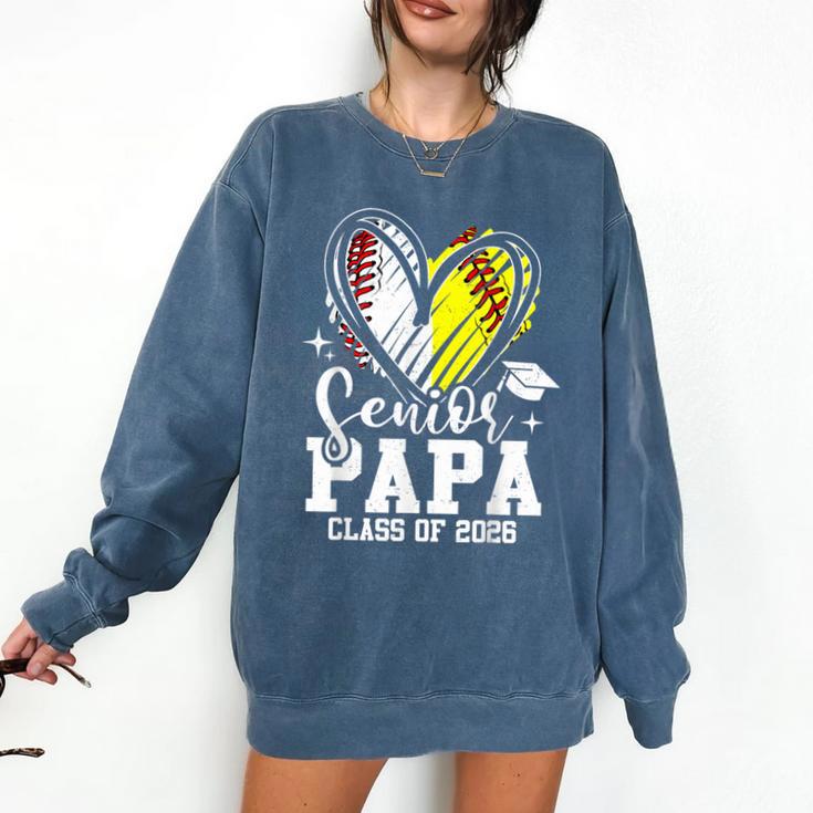 Senior Papa Class Of 2026 Baseball Softball Graduation Heart Comfort Colors Sweatshirt