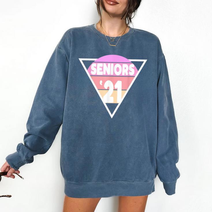 Seniors 2021 For Her Him Retro 21 Graduation Class Comfort Colors Sweatshirt