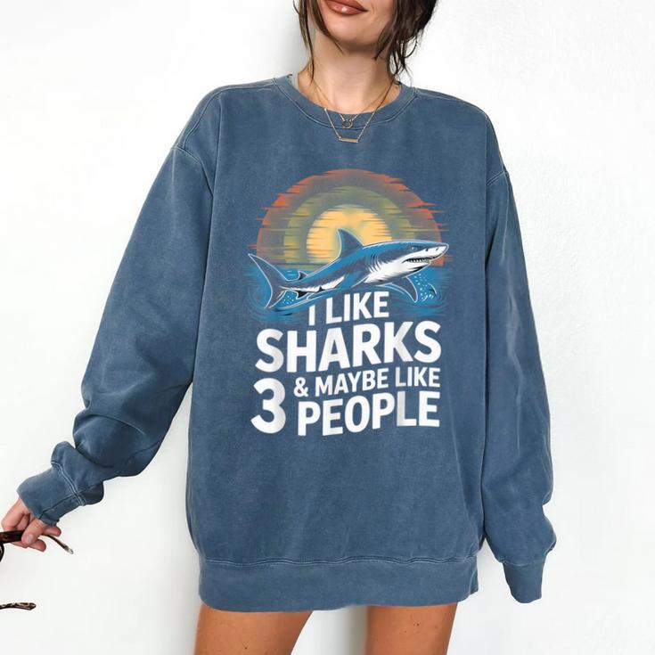 I Like Sharks & Maybe Like 3 People Humor Introverts Summer Comfort Colors Sweatshirt