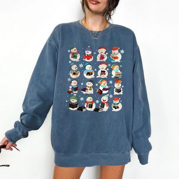 Snowman Reading Book Christmas Cozy Book Lover Bookish Comfort Colors Sweatshirt