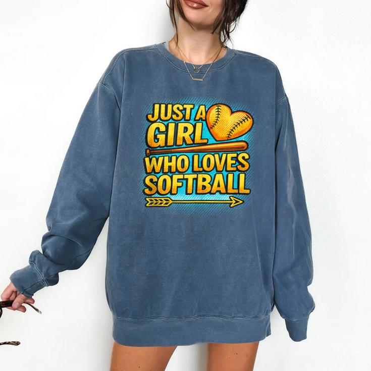 Softball Just A Girl Comic Book Style Graphic For Teens Comfort Colors Sweatshirt