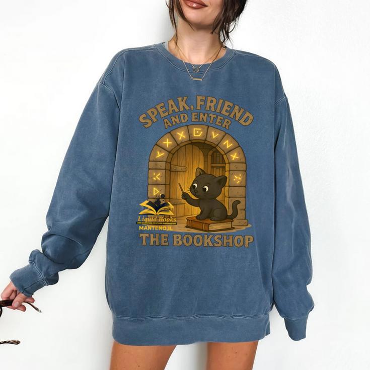 Speak Friend Enter Bookshop Magic Panther Comfort Colors Sweatshirt
