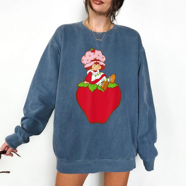 Strawberry Shortcake Sitting On Strawberry Retro Nostalgia Comfort Colors Sweatshirt