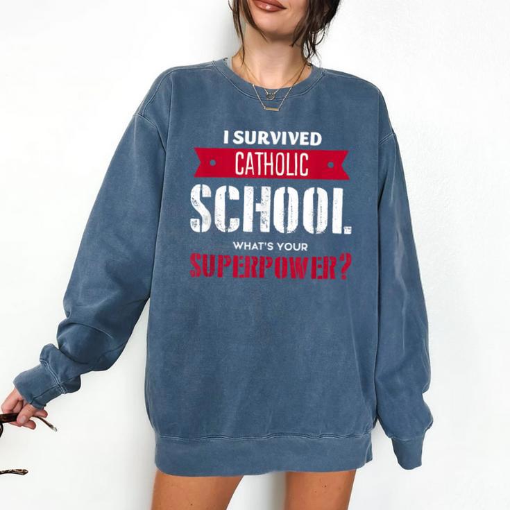 I Survived Catholic School Shirt Catholic Graduation Comfort Colors Sweatshirt