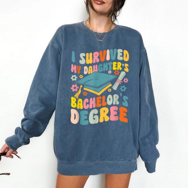 i Survived My Daughter's Bachelors Degree Groovy Graduation Comfort Colors Sweatshirt