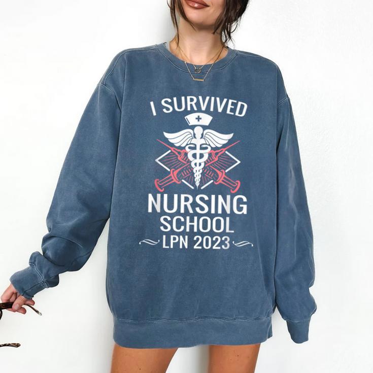 I Survived Nursing School LPN Class Of 2023 Nurse Graduation Comfort Colors Sweatshirt