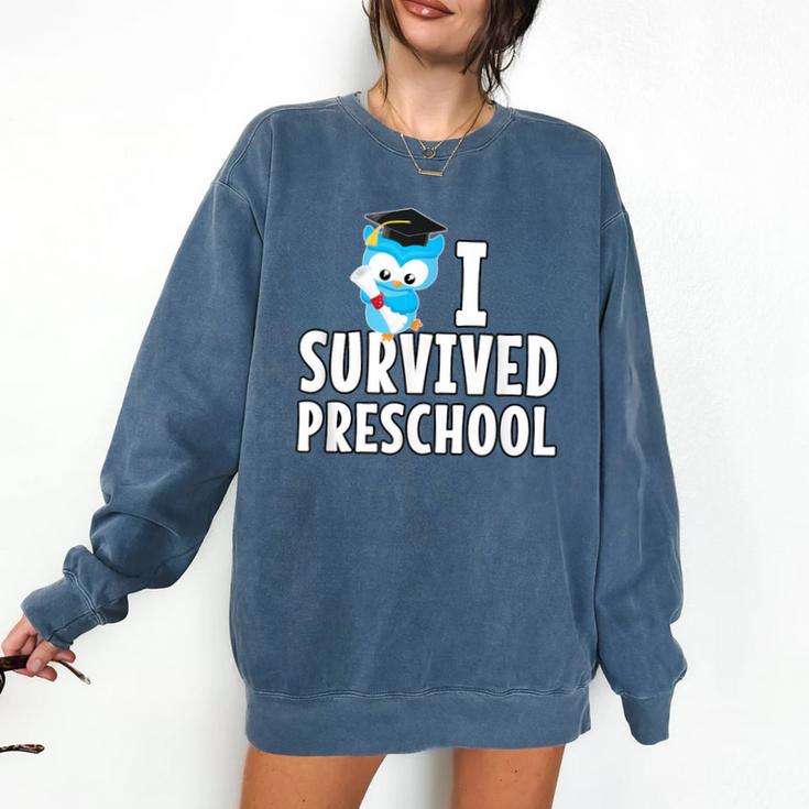 I Survived PreSchool Graduation Kids Owl Grad Shirt Comfort Colors Sweatshirt