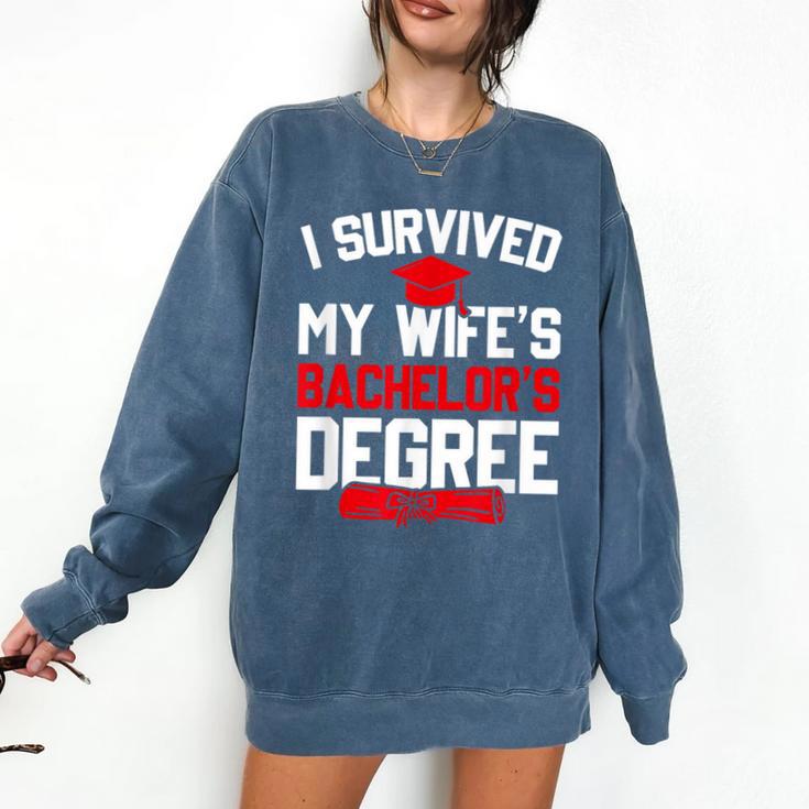 I Survived My Wife's Bachelor's Degree Graduation Comfort Colors Sweatshirt