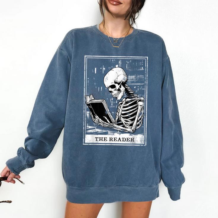 Tarot Card Shirt The Reader Tarot Skeleton Reading Book Comfort Colors Sweatshirt