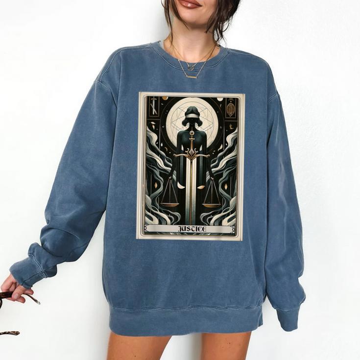 Tarot Cards Guide Book Esoteric Mysticism Clothing Tarot Card Justice Comfort Colors Sweatshirt